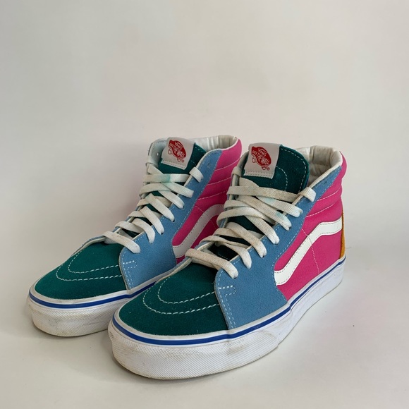 Vans Shoes | Vans Sk8-Hi High Tops -- Women's Size 8.5 Men's Size 7 | Color: Green/Pink | Size: 8.5 | Hypeflow's Closet
